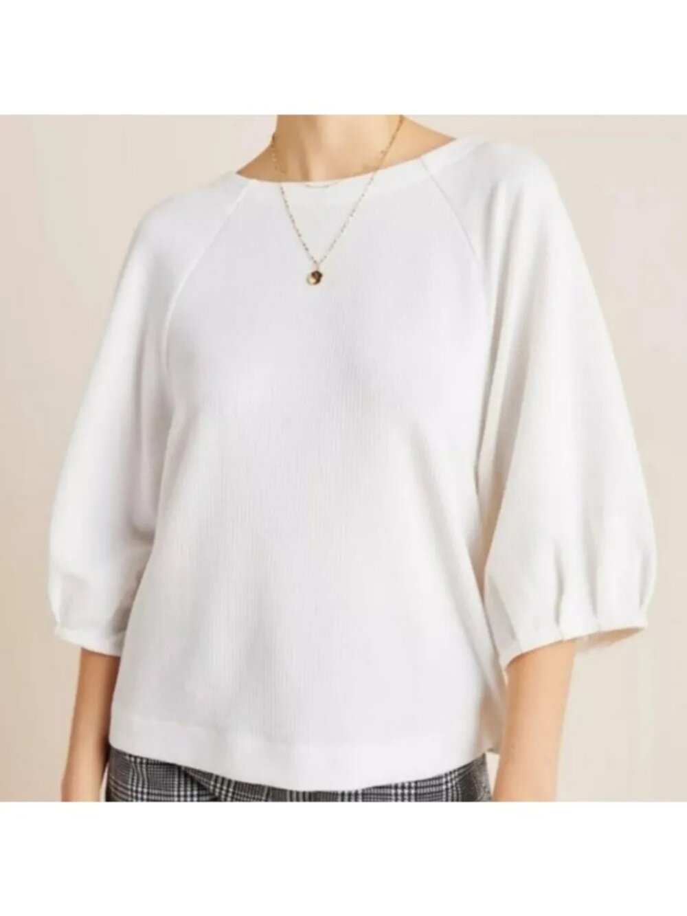 Anthropologie Maeve White Dolman-Sleeve Blouse, Size XL